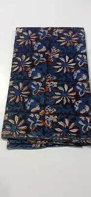 Indain Hand Block Printed Cotton Fabric Blue Floral Craft Voile Fabric By Yard • $67.36
