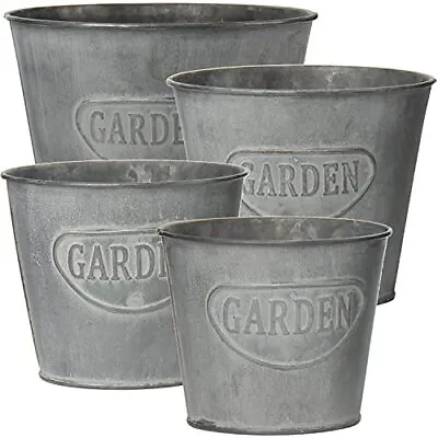 Briful 4 Size Galvanized Buckets Farmhouse Metal Bucket Dark Gray Galvanized ... • $27.87