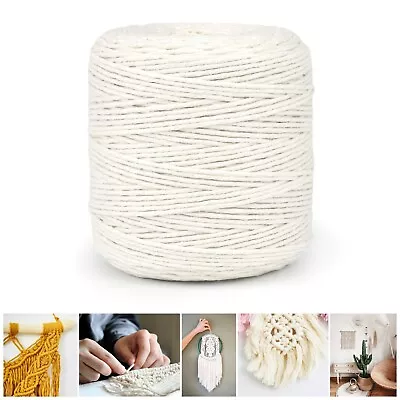 300m 2mm Natural Craft Macramé Cotton String Artisan Thread Twisted Cord • £7.98