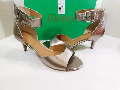 NEW J. Renee Indra  Ankle Strap Sandal Pumps Women's Sz 10 M Taupe Leather • $23.99