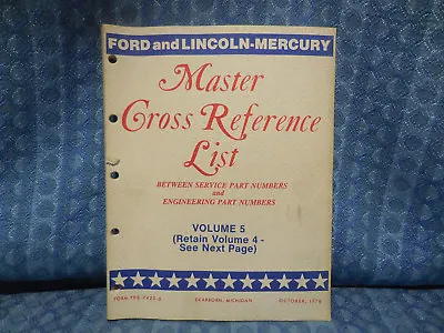 1975-77 Ford Lincoln Mercury Parts Original Master Cross Reference List Catalog • $30.99