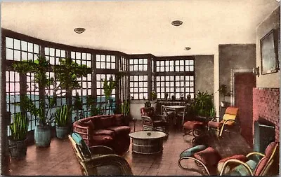 $5.96 • Buy Postcard Luray VA Hotel - The Mimslyn - Solarium - Hand Colored