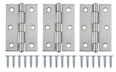 Butt Door Hinges 75mm Nickel Plated - Complete With Screws - Select Quantity • £4.49