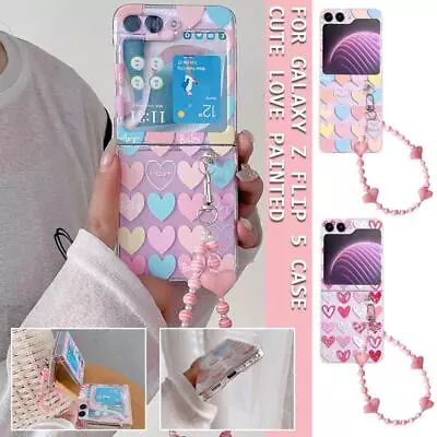 For Samsung Galaxy Z Flip 4 3 Luxury Love Heart Patterned Bracelet W/ Case R1M8 • $15.32