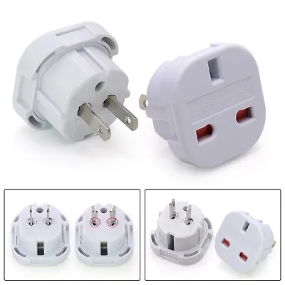 Reliable 2pc UK To US Power Plug Adapter For International Travel White • £17.66