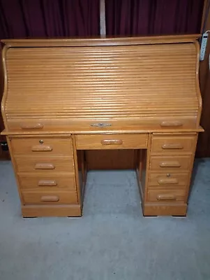 Antique Horner School Oak S-Roll Top Desk C1910 • $1000
