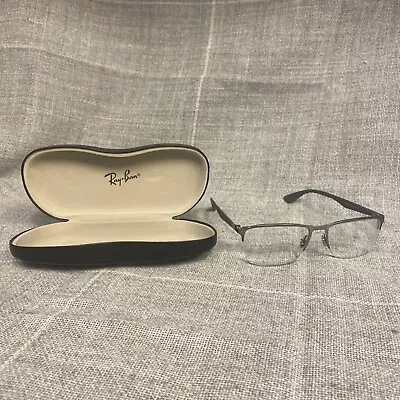 Ray Ban Gunmetal Gray Half-Rim Eyeglasses FRAMES W/Case - RB6335 2855 56-17-145 • $41