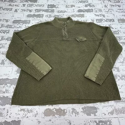 Orvis Sweater Men XL Green Henley Heavy Knit Sweatshirt Olive Army Military VTG • $24.91