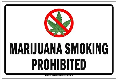 Marijuana Smoking Prohibited Weed Warning Aluminum Metal Sign • $10.99