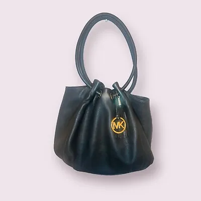 New Michael Kors Ring Toteblack Leathergold Mk Logotasselmed Ewshoulder Bag • $140