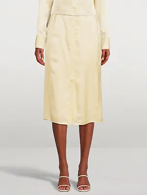 NWT ACNE STUDIOS SILK Blend BUTTON-UP Skirt Sz 38 EU  28 WAIST $590 QUIET LUXURY • $163.57