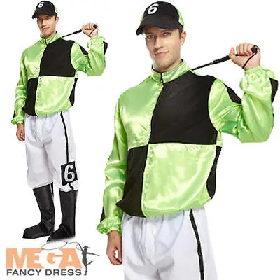 Racing Jockey Mens Fancy Dress Polo Horse Rider Adults Sports Uniform Costume  • £21.49