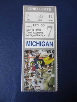 1993 University Of Michigan Vs Ohio State Football Ticket Stub • $9.99