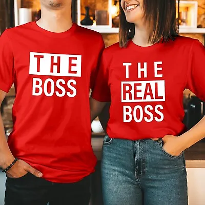 The Boss & The Real Boss Funny Valentine's Day Men Women Couple Matching T Shirt • £7.99