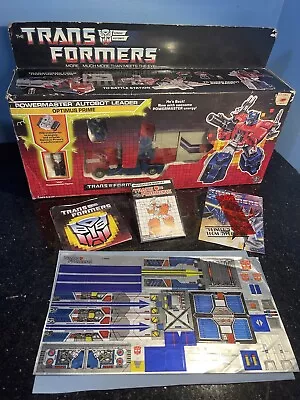 1987 Vintage Transformers G1 Powermaster Optimus Prime Paperwork Unused Stickers • $369.85