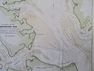 Chesapeake Bay York River James River Virginia Maryland 1833 Blunt Coastal Map • $157.50