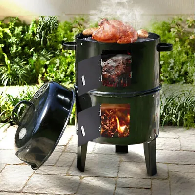 Outdoor Bbq Smoker Charcoal Barbecue Grill Garden Cooker Patio Drum Oven Stove • £49.95