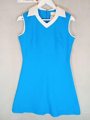 £30 • Buy St Michael Marks Spencer Dress 60's Original Blue/White Size 12 (V) Or 10 Rare!