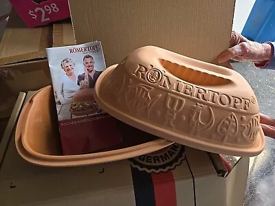 ROMERTOPF Terra Cotta Clay Bakeware 4.2 Qt. Pot & Casserole Dish 111 Two Pieces • $20