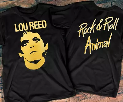 Vtg Lou Reed Rock & Roll Animal Cotton Black Unisex 2 Sided Shirt AA2027 • $37.99