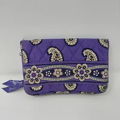 Vera Bradley Simply Violet One For The Money Bifold Wallet Purple Paisley Boho • $18