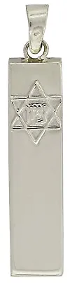 925 Sterling Silver MEZUZAH PENDANT Zion Word In Star Of David 1  Tall  * • $22.17