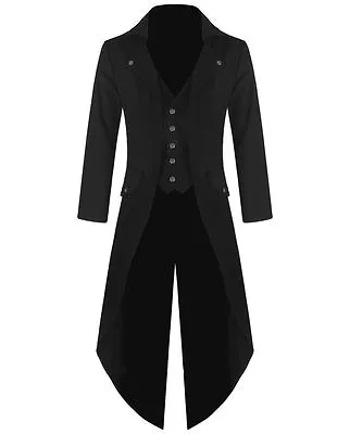 Men's Steampunk Tailcoat Jacket Black Gothic Victorian Coat VTG • $29.99