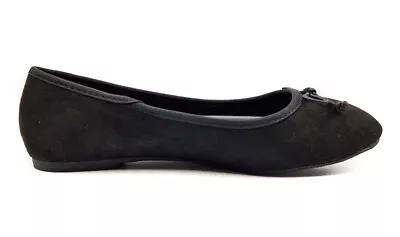 Ladies Black Ballet Flats Slip On Casual Shoes Dolly Comfy Ballerina Pump UK 3-8 • £12.99