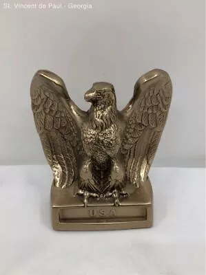 Usa Made Eagle Bookend Statue Heavy Brass Cast Metal • $39.99