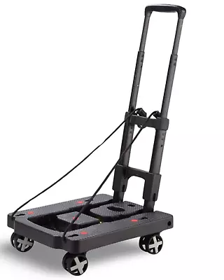 Lightweight Flat Folding Hand Truck Dolly W/ 4 Wheels 110lb Adjustable Height • $24.95