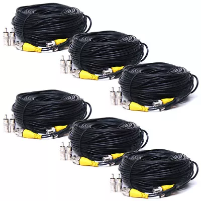 6x 50Ft BNC RCA Video Power Cable Security Camera DVR CCTV Surveillance Wire 1QC • $29.92