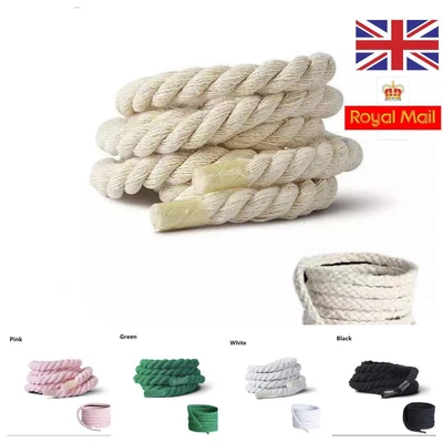 £14.99 • Buy 12 Mm Round Cord Rope Shoe Laces Braided Dunk Sneaker Trainer Shoelaces Set Uk