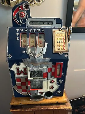 Mills Novelty Castle Front 5c Vintage Slot Machine With  Gold  Coins Bonus • $1575