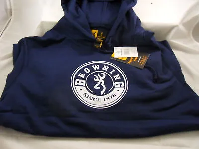 Browning Hooded Sweatshirt Buckmark Hoodie Navy Blue • $34.99