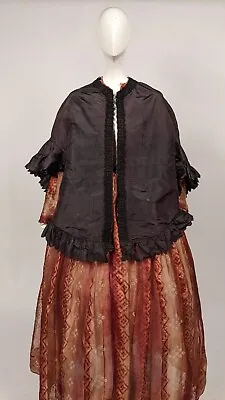 Pre Civil War 1840’s Hand Sewn Silk Cape W Punched Silk Trim For Dress • $250