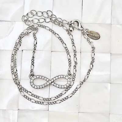 Lia Sophia Infinity Pendant Necklace Rhinestones The Vintage Strand Lot #0549 • $11.24