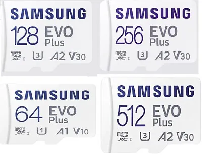 £39.99 • Buy Samsung 64 128 256 512GB Micro SD SDXC Class 10 Memory Card U3 A2 Upto 130MB/S 