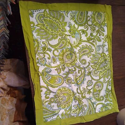 MICHAEL KORS Standard Pillow Sham Green White PAISLEY Jacobean EUC • $15