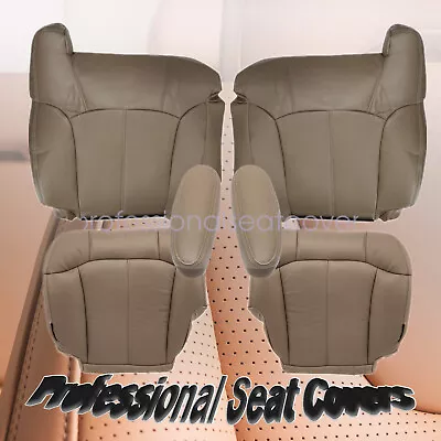 For 1999-2002 Chevy Silverado Driver & Passenger Bottom & Top Seat Cover Med Tan • $103.69