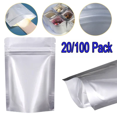 $13.99 • Buy 20/100pcs Mylar Bags For Food Storage With Oxygen Absorbers Resealable 9.4 Mil