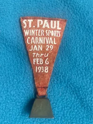 1938 VINTAGE St Paul Winter Carnival Minnesota Button Pennant Bell NO RESERVE • $46