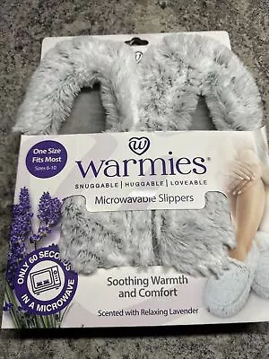 NIB Warmies Gray  Cozy Soft MICROWAVEABLE Slippers Wmns Sz 6-10 Lavender Scent • $10