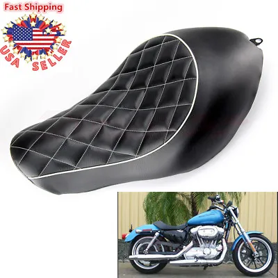 Leather Diamond Driver Solo Seat Cushion For Harley Sportster XL1200 XL883 04-15 • $64.81