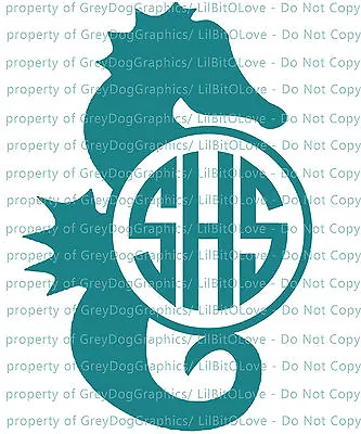 Custom Seahorse Monogram Decal Your Initials 3 Letters Personalized Sticker Sea • $4.95