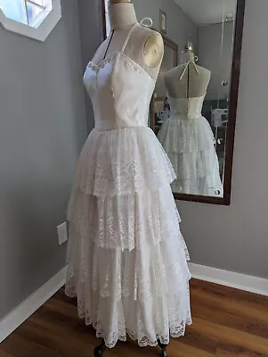 Custom Made Vintage 1950's Style Tiered Lace & Beaded Wedding Dress; Never Worn • $700