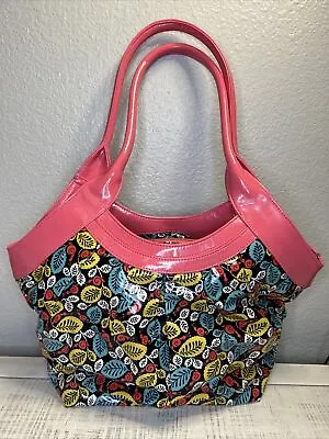 Vera Bradley Frill Womens Tote Bag Blue Pink Snail Leaves Dual Handle Zipper • $17.37