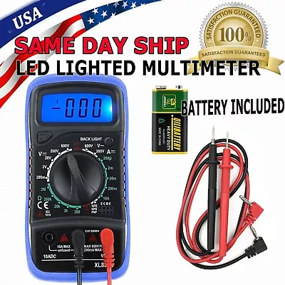 LCD Digital MULTIMETER Voltmeter Ammeter Ohmmeter Volt AC DC Tester Leads Meter • $7.99