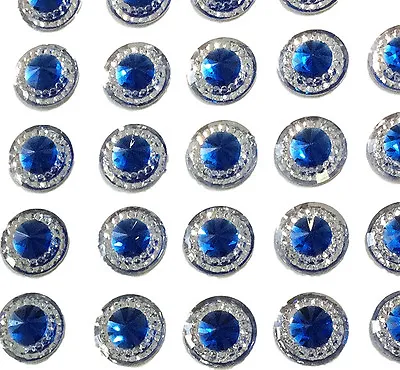 £3.30 • Buy 40 Self Adhesive Round Shaped Blue Resin Diamante Rhinestones Gems 12 Mm 