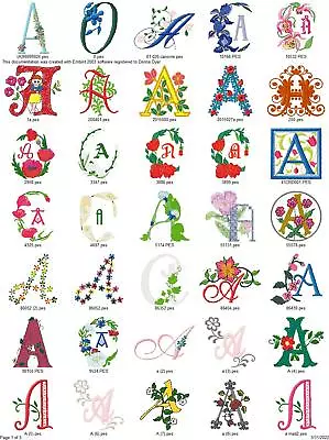 80 Different Floral Alphabet Sets Embroidery Machine Designs Pes • $12.95