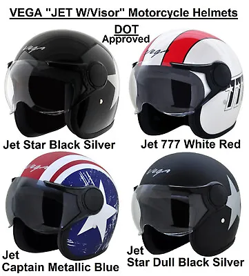 VEGA  JET W/ Visor  Open Face DOT Certified Motorcycle Helmets • $57